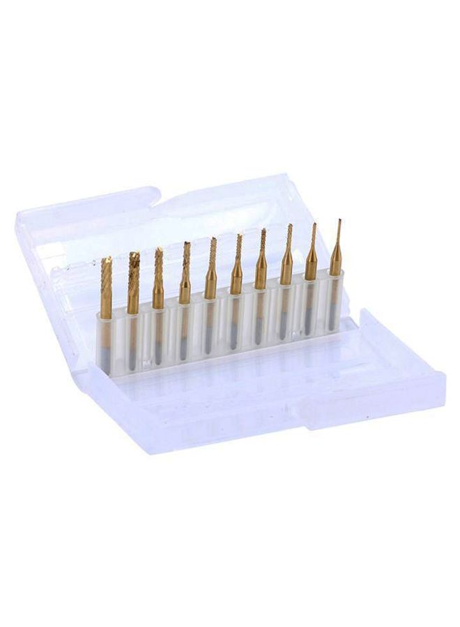 10-Piece CNC Engraving Wood Router Corn Milling Cutter Drill Set Gold - Image 3