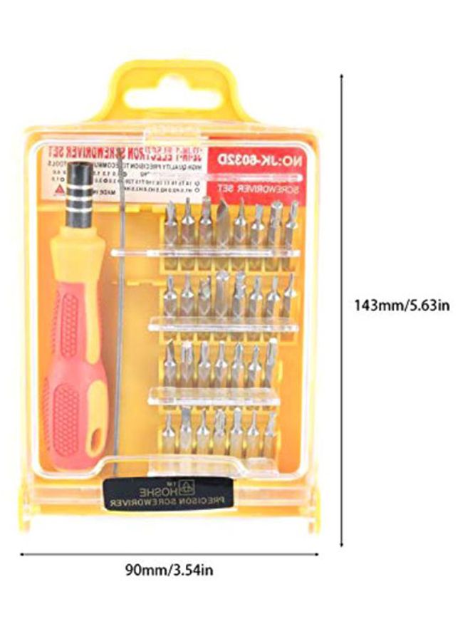 32-in-1 Precision Hardware Screw Driver Tool Set Yellow 11 x 5.5cm