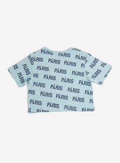 R&B All Over Printed Crop Top With Short Sleeves Blue  - Image 2