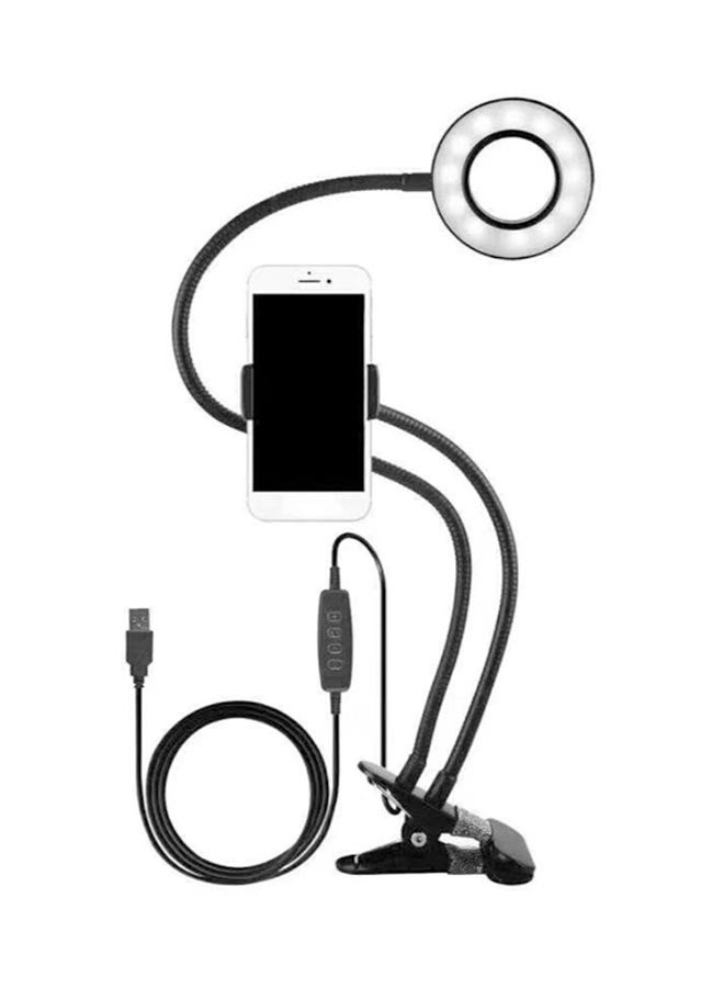 Generic Phone Holder With Selfie Ring Light Fill Flash Light Black  - Image 2