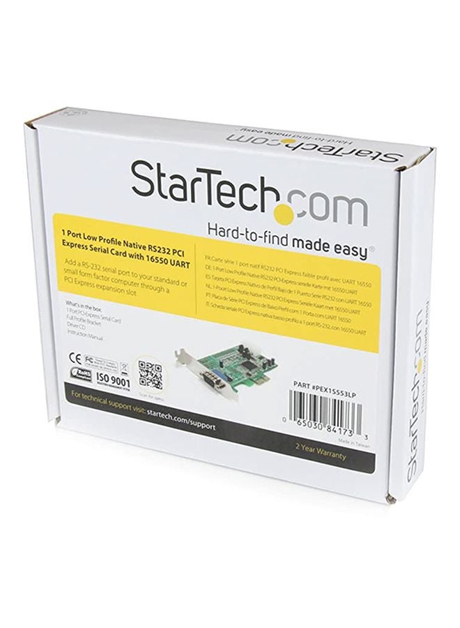 StarTech - Port Low Profile Native RS232 PCI Express Serial Card Green/Silver/Black - Image 1