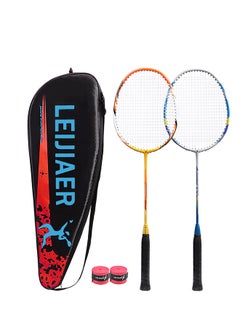 Leijiaer Pair Of Professional Badminton Racket With Case And Grip 