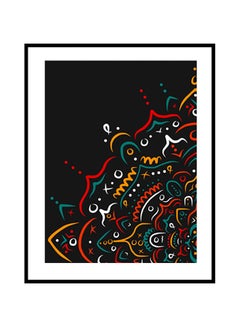 Quarter Circle Mandala Decorative Picture With Wooden Frame Multicolour 40 x 30cm