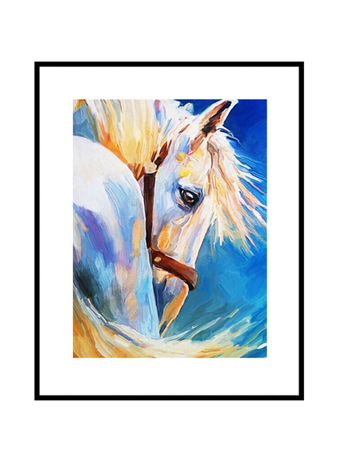 صورة زينة بإطار خشبي بتصميم طبعة حصان متعدد الألوان 40 x 30سم