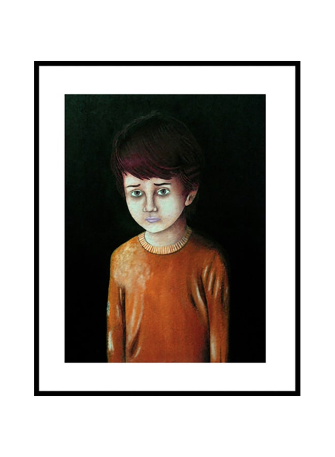 صورة ديكورية بتصميم ولد يائس مع إطار خشبي متعدد الألوان 40 x 30سم