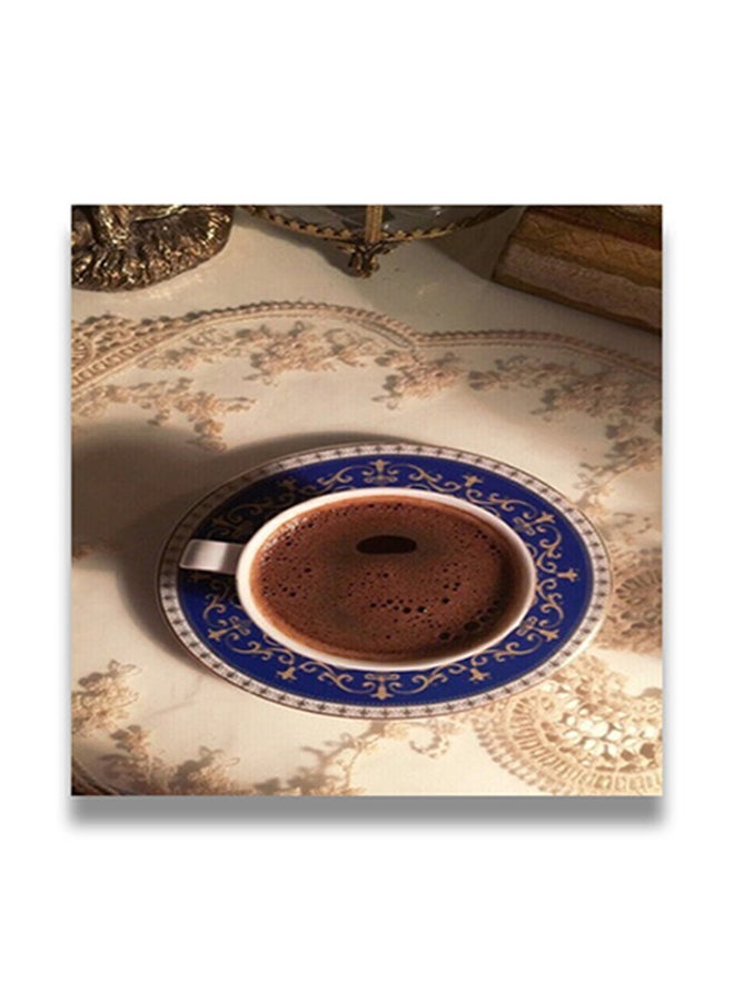 لوحة فنية لديكور الحائط مزودة بإطار مخفي بتصميم قهوة متعدد الألوان 50 x 50سم