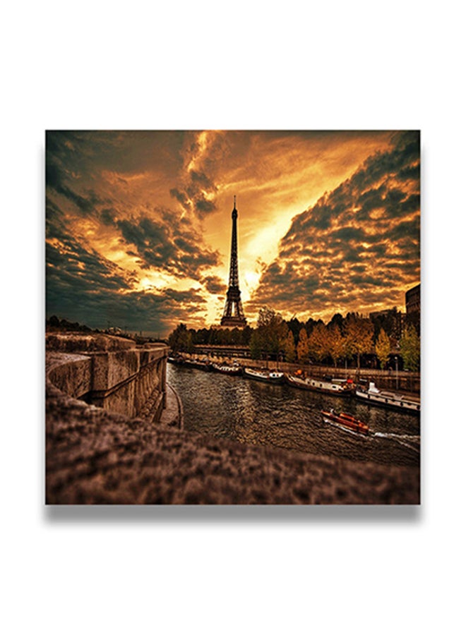 Eiffel Tower Themed Decorative Wall Art Painting With Hidden Frame Multicolour 50 x 50cm