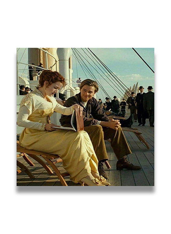 "لوحة فنية لديكور الحائط بإطار مخفي تحمل عبارة "Titanic Love" متعدد الألوان 50 x 50سم