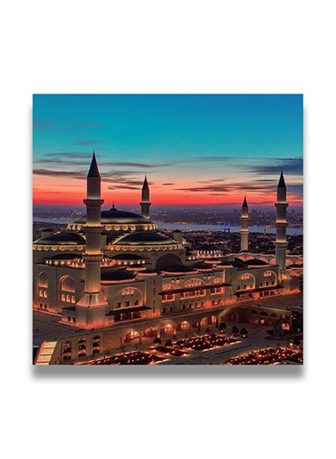 لوحة فنية لديكور الحائط بإطار مخفي بتصميم إسلامي متعدد الألوان 50 x 50سم