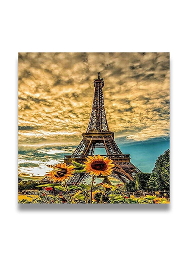 Eiffel Tower Themed Decorative Wall Art Painting With Hidden Frame Multicolour 50 x 50cm