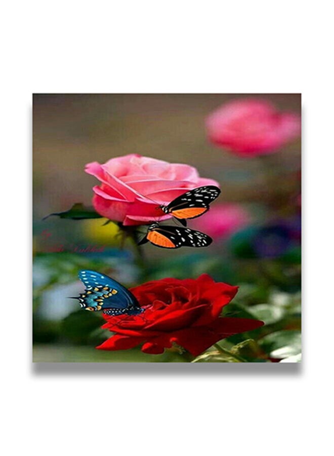 لوحة فنية للزينة بإطار مخفي تحمل صورة أزهار متعدد الألوان 50 x 50سم