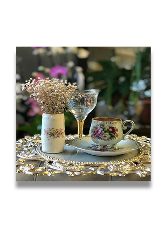 Coffee Themed Decorative Wall Art Painting With Hidden Frame Multicolour 50 x 50cm