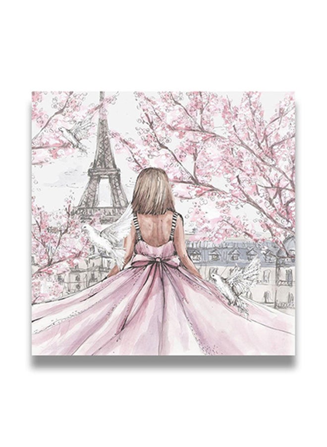 Eiffel Tower Themed Decorative Wall Art Painting With Hidden Frame Multicolour 50 x 50cm