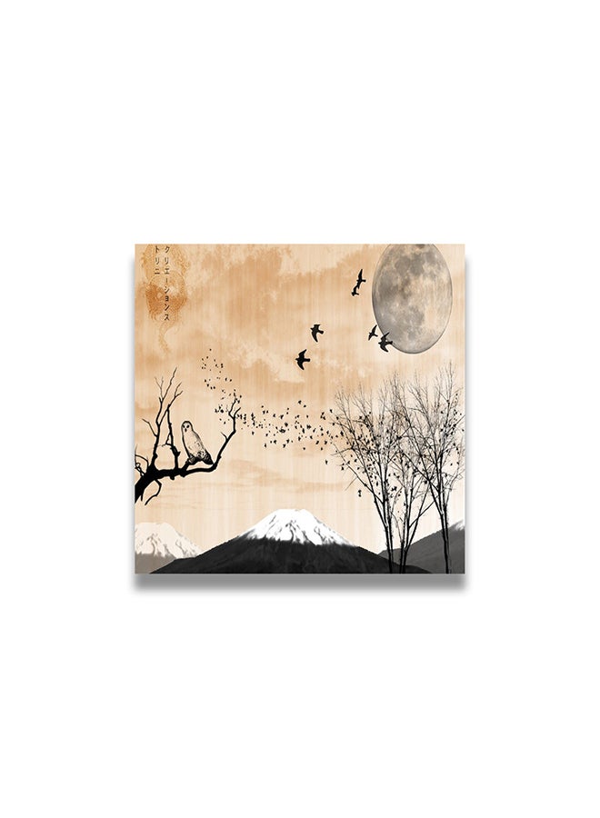 Nature Themed Wall Painting Without Frame Beige/White/Black 50x50cm