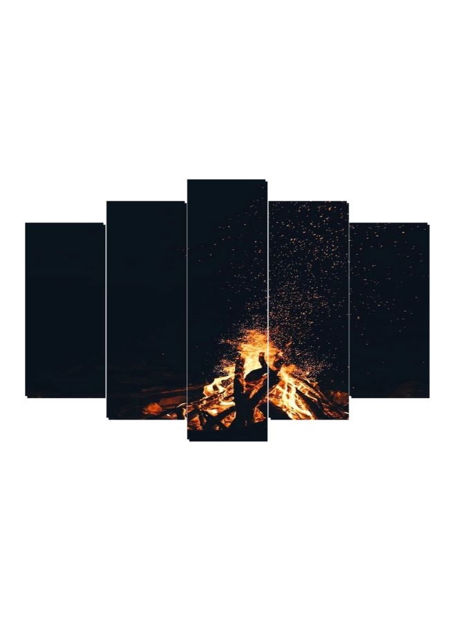 5-Piece Nature Themed MDF Wall Art Set Black/Yellow/Brown 100x60cm