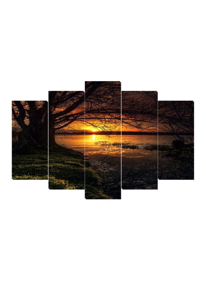 5-Piece Sunset Themed Wall Art Set Brown/Yellow/Green 100x60cm