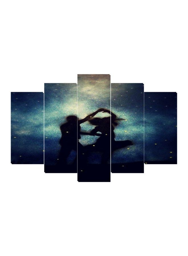 5-Piece Dancing Couple Themed Wall Art Set Blue/Beige/Black 100x60cm 
