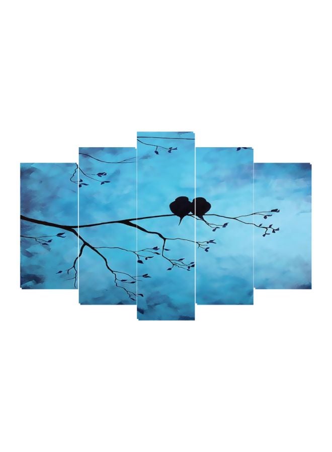 5-Piece Birds Themed Wall Art Set Blue/Black 100x60cm 