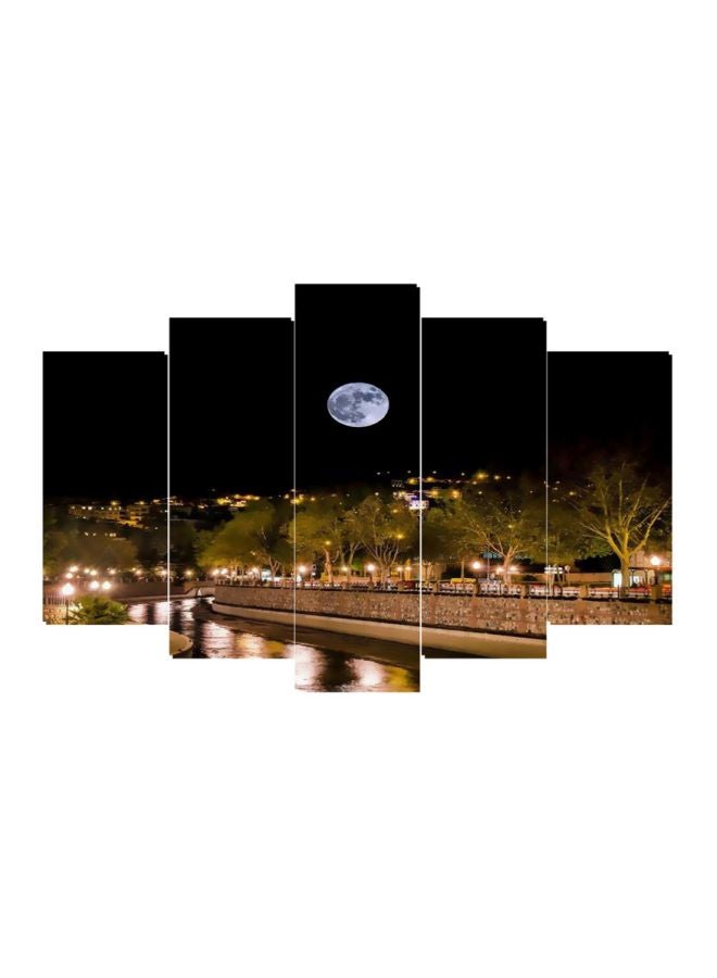 مجموعة من 5 لوحات فنية مستوحاة من الطبيعة أسود/أخضر/أصفر 100x60سم