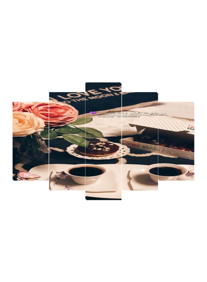 5-Piece Coffee Themed Wall Art Set Beige/Brown/Orange 100x60cm 