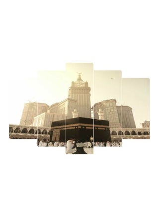 5-Piece Mecca Theme Wall Art Set Beige/Black/White 100x60cm - v1593613542/N39034427A_1