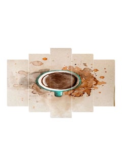 5-Piece Coffee Themed Wall Art Set Beige/Brown/Green 100x60centimeter
