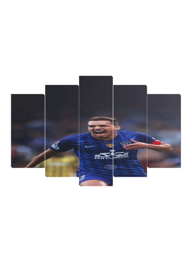 5-Piece Eduardo Al Hilal FC Themed Wall Art Set Grey/Blue/Beige 120x80centimeter