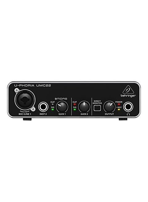 U-Phoria Audio Interface With Midas Microphone Preamplifiers UMC22 Black