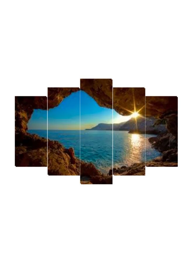مجموعة من 5 لوحات فنية مستوحاة من الطبيعة أزرق/أخضر/بني 120x80سم