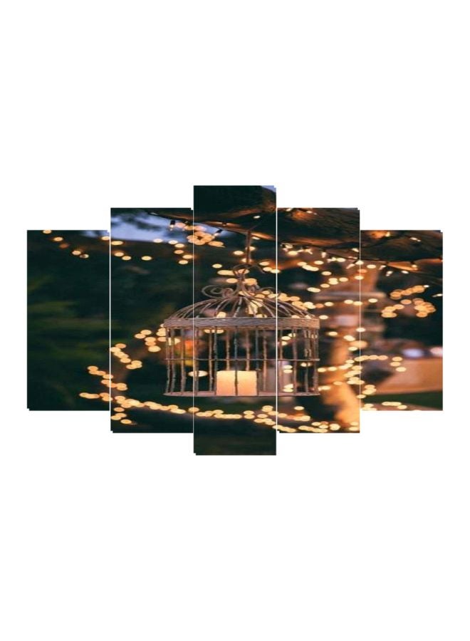مجموعة من 5 لوحات فنية مستوحاة من الطبيعة البيج/ الأخضر/ البني 120x80سم