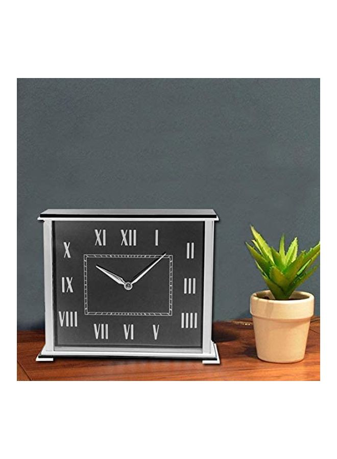 Analog Desktop Clock Black/Silver 7.8x16.5cm - Image 2