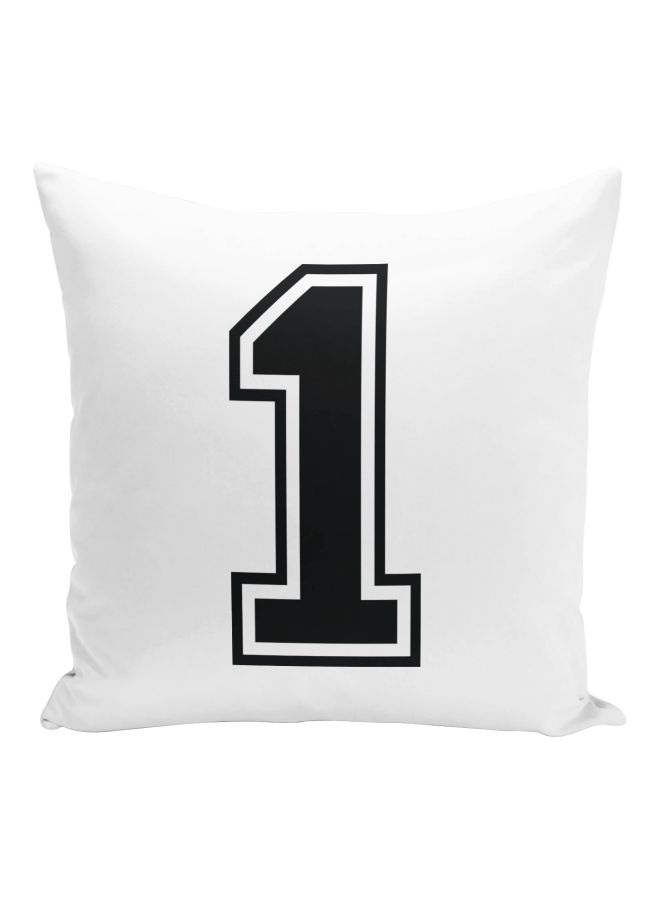 Number 1 Printed Decorative Pillow White/Black 16x16inch  - Image 1