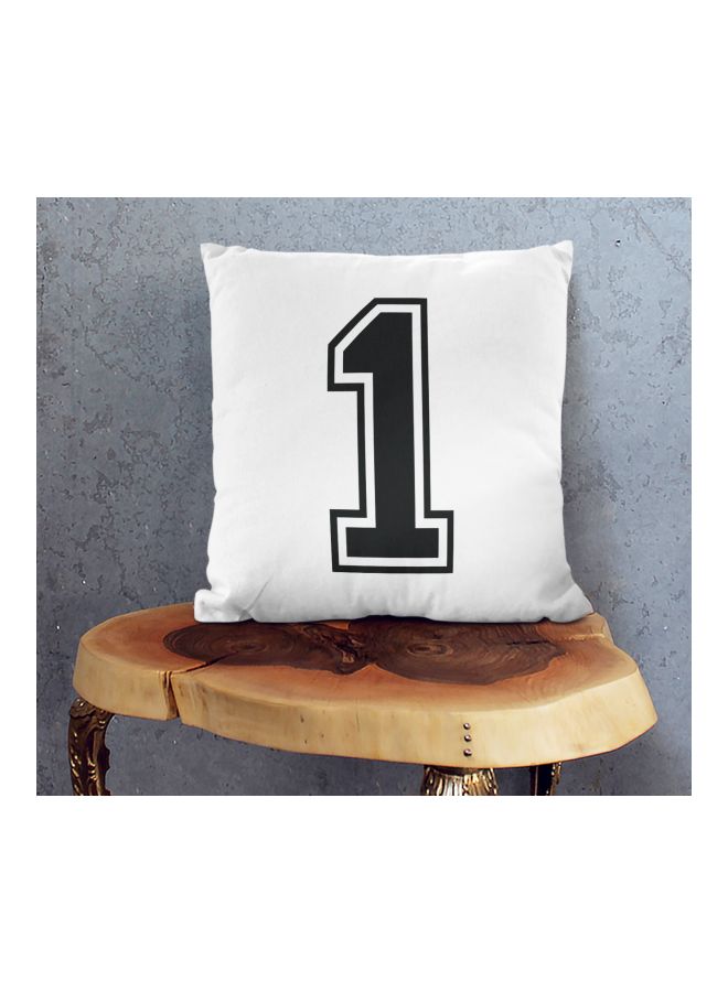 Number 1 Printed Decorative Pillow White/Black 16x16inch  - Image 2