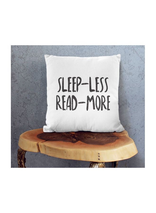 Sleep-Less Read-More Printed Decorative Pillow White/Black 16x16inch  - Image 2