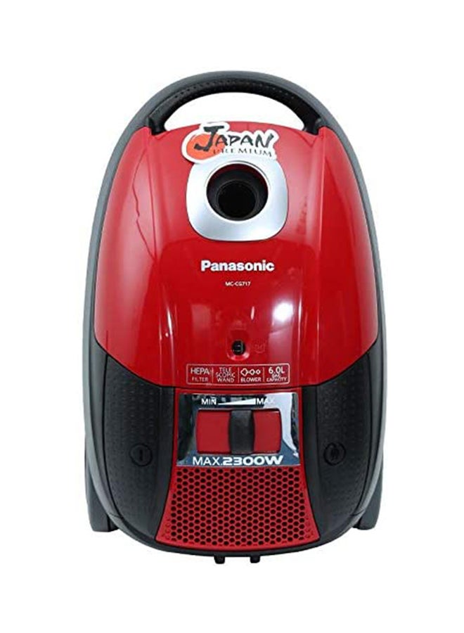 باناسونيك مكنسة كهربائية بعلبة لتخزين الغبار سعة 6 لترات وقدرة 2300 وات 6 L 2300 W MC-CG717 أحمر وأسود - Image 2
