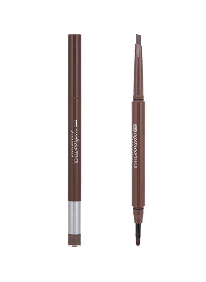 Miniso - 2 In 1 Eyebrow Pencil With Eyebrow Powder Dark Brown - Image 1