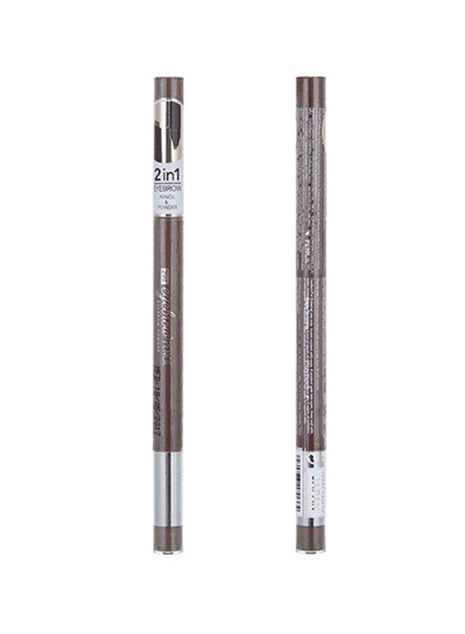 Miniso - 2 In 1 Eyebrow Pencil With Eyebrow Powder Dark Brown - Image 1