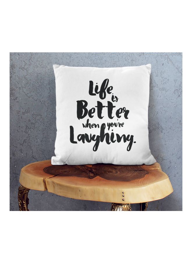 Life Is Better Quote Printed Decorative Pillow White/Black 16x16inch  - Image 2