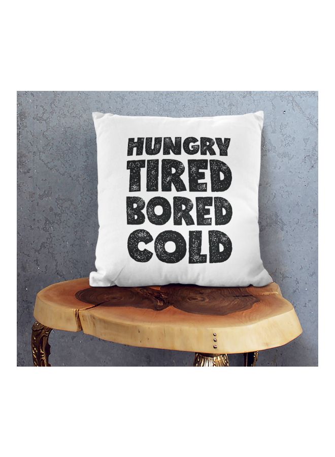 Hungry Tired Printed Decorative Pillow White/Black 16x16inch  - Image 2