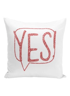 Generic Speech Bubble Yes Printed Decorative Pillow White/Pink 16x16inch  - Image 1
