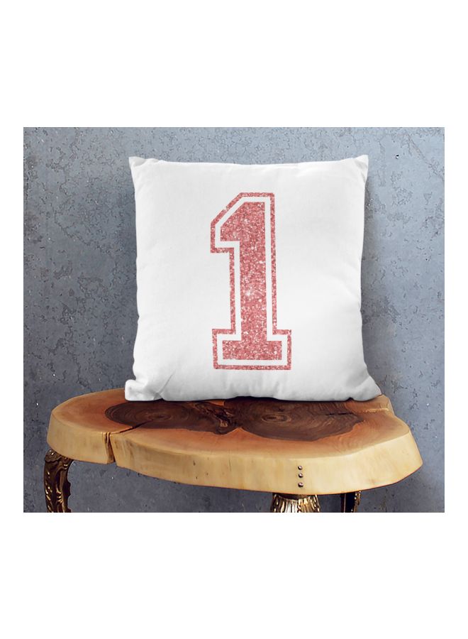 Number 1 Printed Decorative Pillow White/Pink 16x16inch  - Image 2