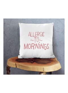 Generic Allergic To Mornings Printed Decorative Pillow White/Red 16x16inch  - Image 2