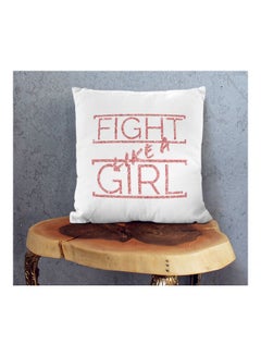 Generic Fight Like A Girl Quote Themed Decorative Pillow White/Pink 16x16inch  - Image 2