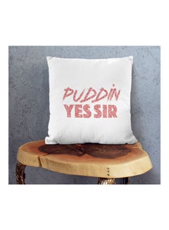Generic Puddin Yes Sir Printed Decorative Pillow White/Pink 16x16inch  - Image 2