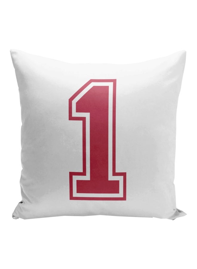 Number 1 Printed Decorative Pillow White/Red 16x16inch  - Image 1