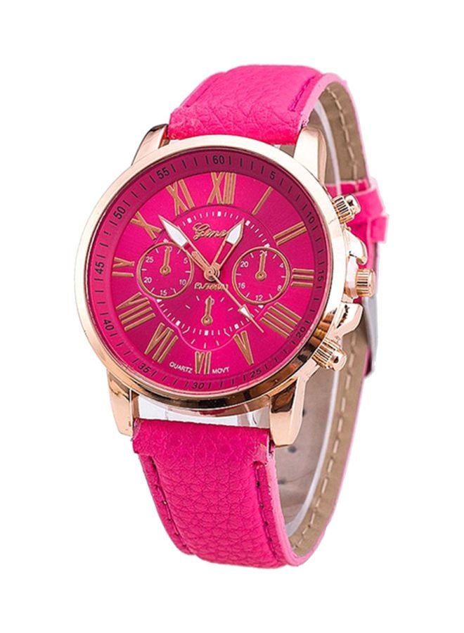 Geneva Women's Water Resistant Leather Analog Watch AWNTG-01-W0166 - 37 mm - Pink