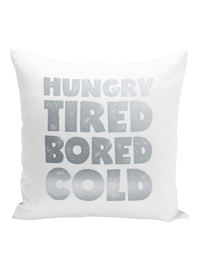 Hundry Tired Printed Decorative Pillow White/Grey 16x16inch  - Image 1