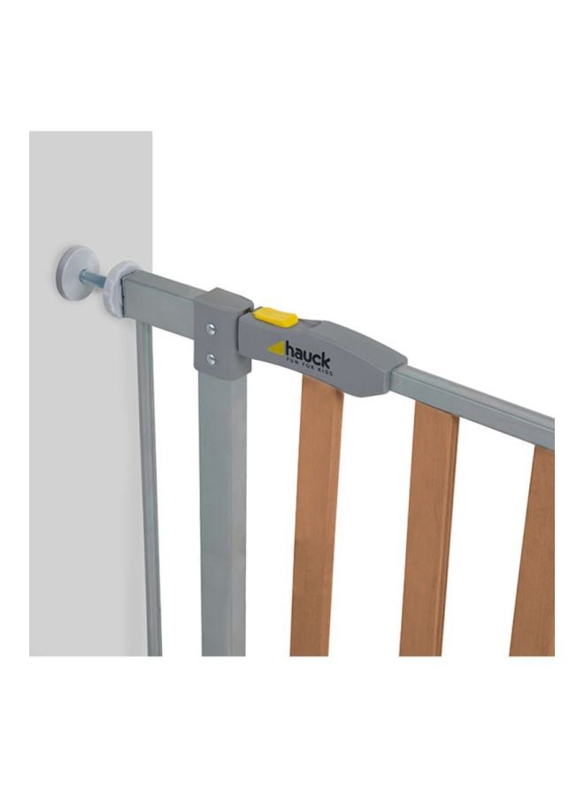 hauck Safety Gate For Doors And Stairs Woodlock Safe Gate, 75 - 80 Cm, Pressure Fit, No Drilling Needed, Extendable With Separate Extensions Metal - Silver And Brown  - Image 2