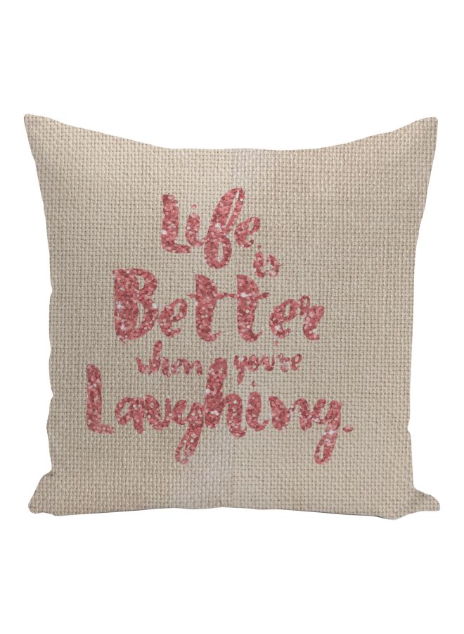 Quote Theme Printed Decorative Pillow Beige/Pink 16x16inch  - Image 1