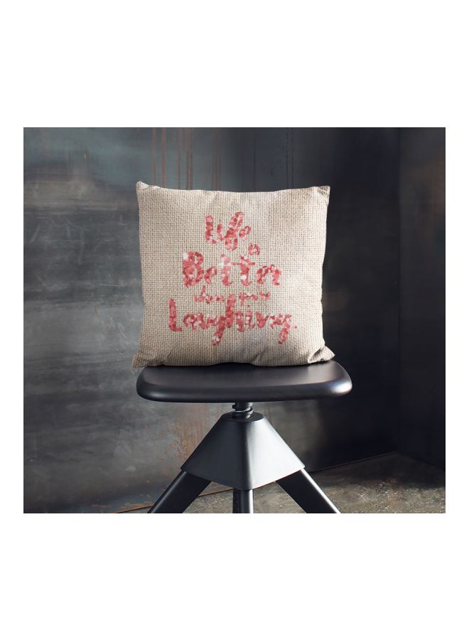 Quote Theme Printed Decorative Pillow Beige/Pink 16x16inch  - Image 2